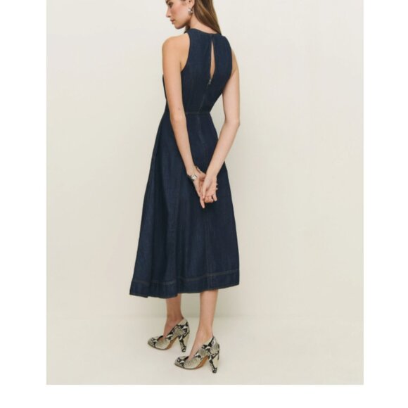 Reformation Pippa Denim Midi Dress Blue - Size 2 - Picture 2 of 2
